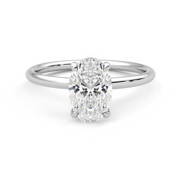 0.90 Ct Oval Cut Natural Earth Mined Diamond Solitaire 4 Prongs Engagement Ring - Picture 1 of 7